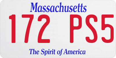MA license plate 172PS5