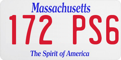 MA license plate 172PS6