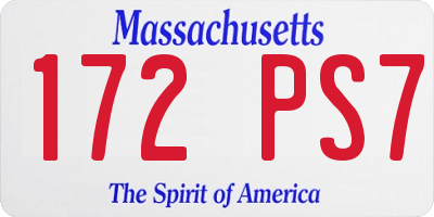 MA license plate 172PS7