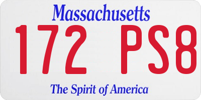 MA license plate 172PS8