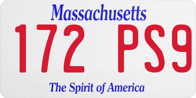 MA license plate 172PS9