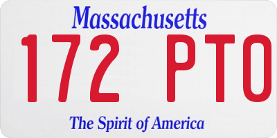 MA license plate 172PT0