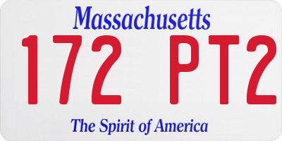 MA license plate 172PT2