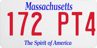 MA license plate 172PT4
