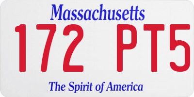 MA license plate 172PT5