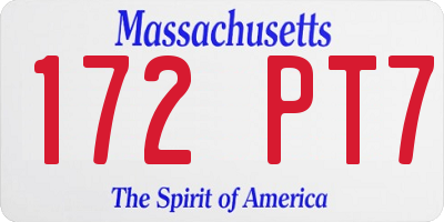 MA license plate 172PT7