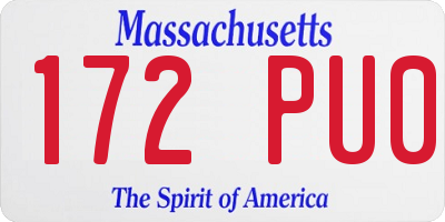 MA license plate 172PU0