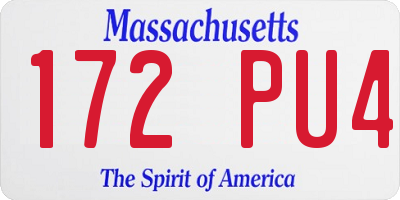 MA license plate 172PU4
