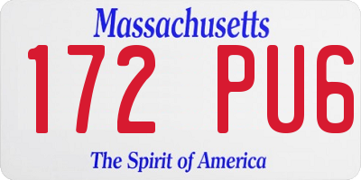 MA license plate 172PU6