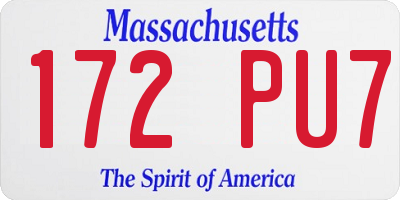 MA license plate 172PU7
