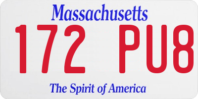 MA license plate 172PU8