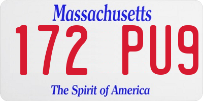 MA license plate 172PU9