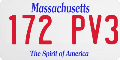 MA license plate 172PV3