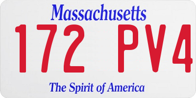 MA license plate 172PV4