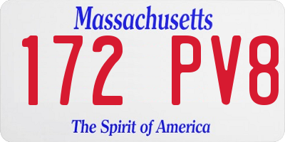 MA license plate 172PV8