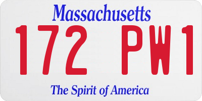 MA license plate 172PW1
