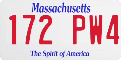 MA license plate 172PW4