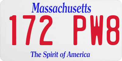 MA license plate 172PW8