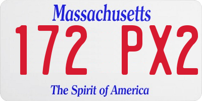 MA license plate 172PX2