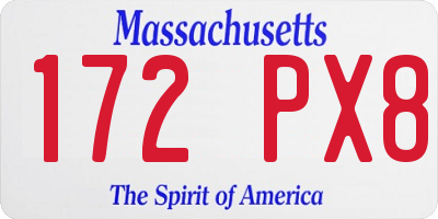 MA license plate 172PX8