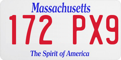 MA license plate 172PX9