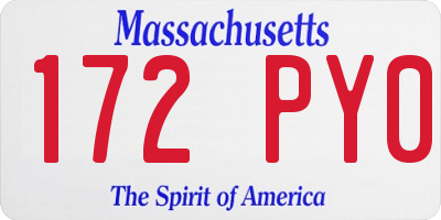 MA license plate 172PY0