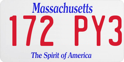 MA license plate 172PY3