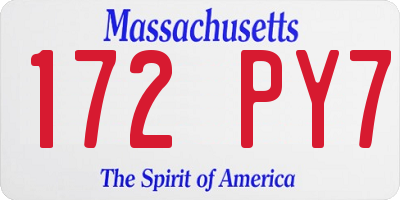 MA license plate 172PY7