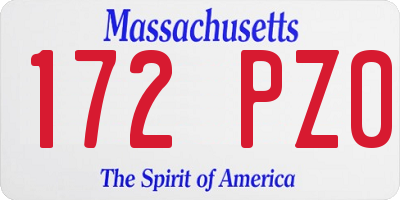 MA license plate 172PZ0