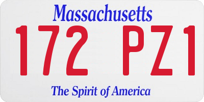 MA license plate 172PZ1