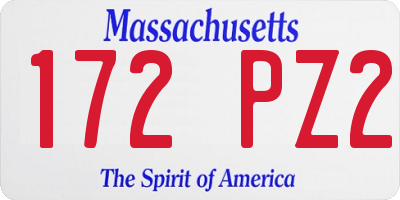 MA license plate 172PZ2