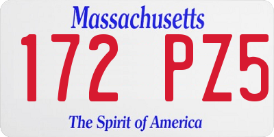 MA license plate 172PZ5