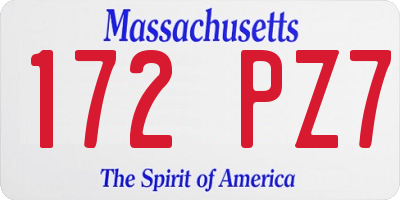 MA license plate 172PZ7