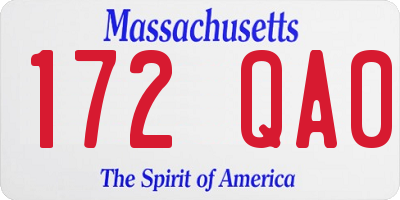 MA license plate 172QA0