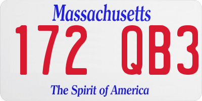 MA license plate 172QB3