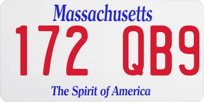 MA license plate 172QB9