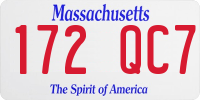 MA license plate 172QC7