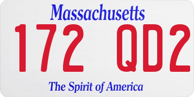 MA license plate 172QD2
