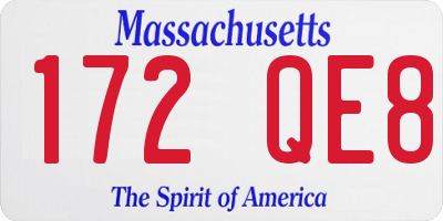 MA license plate 172QE8