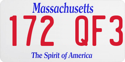 MA license plate 172QF3