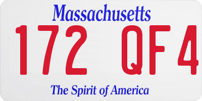 MA license plate 172QF4