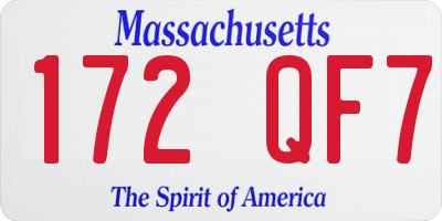 MA license plate 172QF7