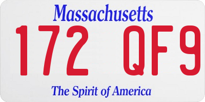 MA license plate 172QF9