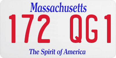 MA license plate 172QG1