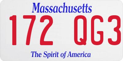 MA license plate 172QG3