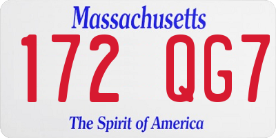 MA license plate 172QG7