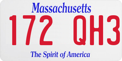 MA license plate 172QH3