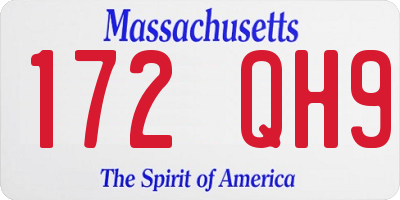 MA license plate 172QH9