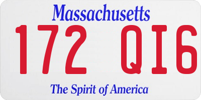 MA license plate 172QI6