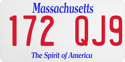 MA license plate 172QJ9
